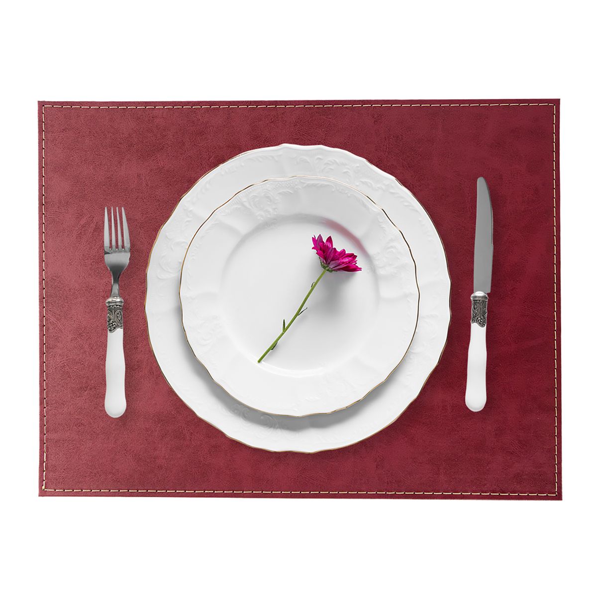 BASEMENT HOME - Individual Rectangular Clásico Rojo