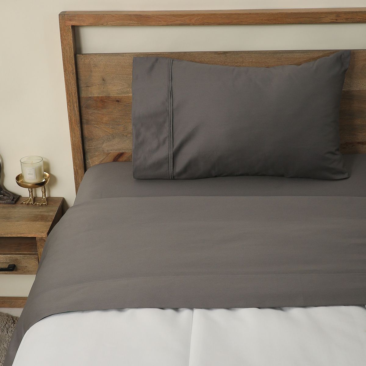 BASEMENT HOME - Juego de Sábanas Lisas 100% Algodón 800 Hilos