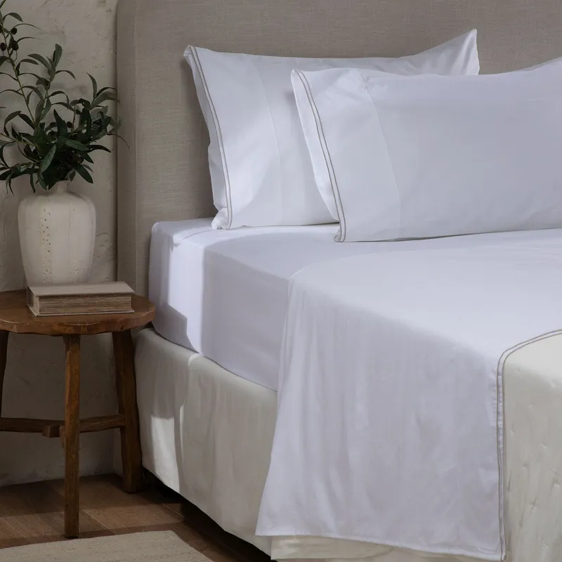 CASA CANTABRIA - Juego De Sábanas Bordadas 100% Algodón 300 Hilos Casa Cantabria