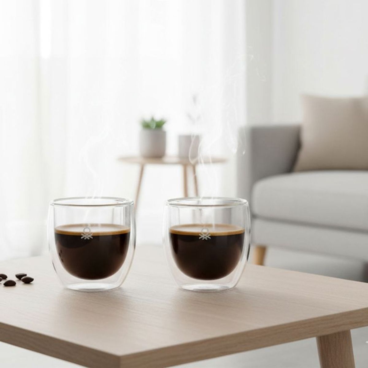 BENETTON - Set x2 Tazas Doble Pared Transparente 110 ml