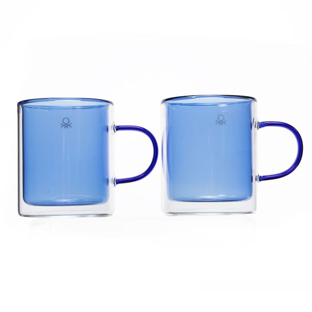 BENETTON - Set X2 Tazas Doble Pared Azul 350 Ml