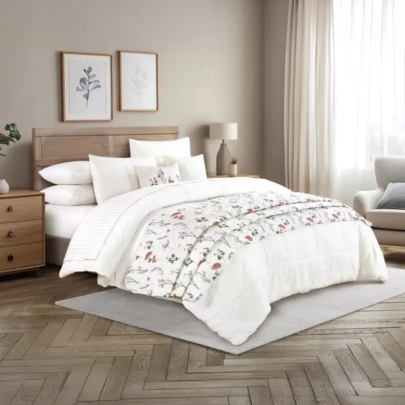 ROBERTA ALLEN - Juego De Cama 10 Piezas Anne : Edredón + Cubrecama + Sábanas + Cojines + Fundas de Almohada.