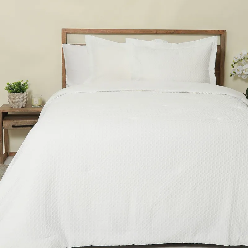 BASEMENT HOME - Edredón Delgado Texturado Blanco Rick