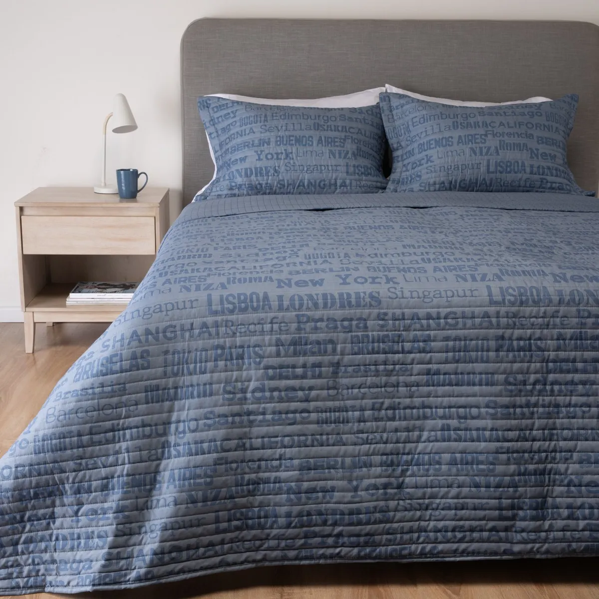 MICA - Cubrecama Estampado Reversible Mar Mica