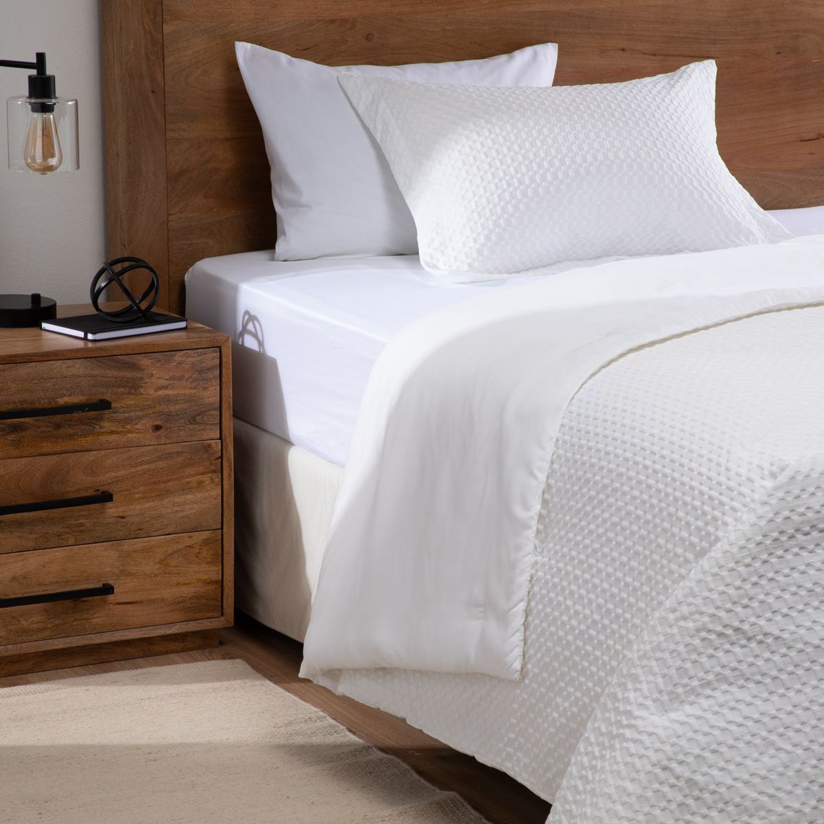 BASEMENT HOME - Edredón Delgado Texturado Blanco Rick