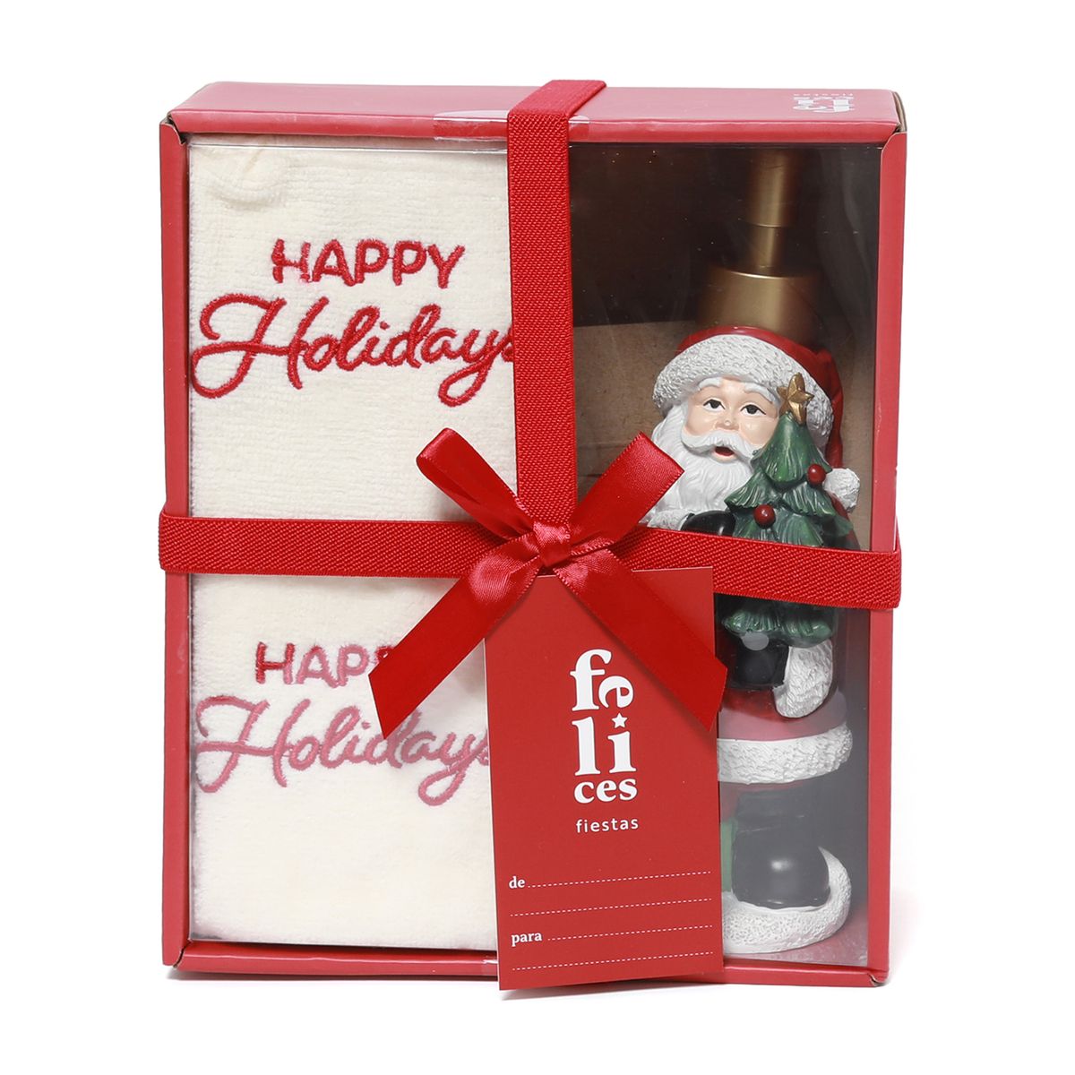 MICA - Set X3 Navideño Santa: Dispensador De Jabón + 2 Toallas