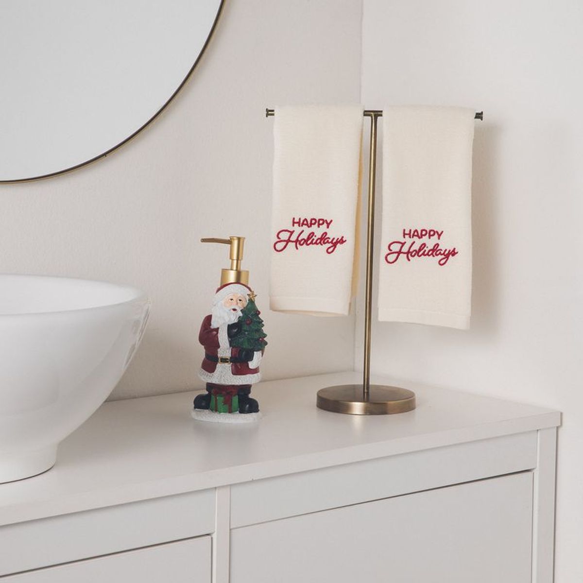 MICA - Set X3 Navideño Santa: Dispensador De Jabón + 2 Toallas