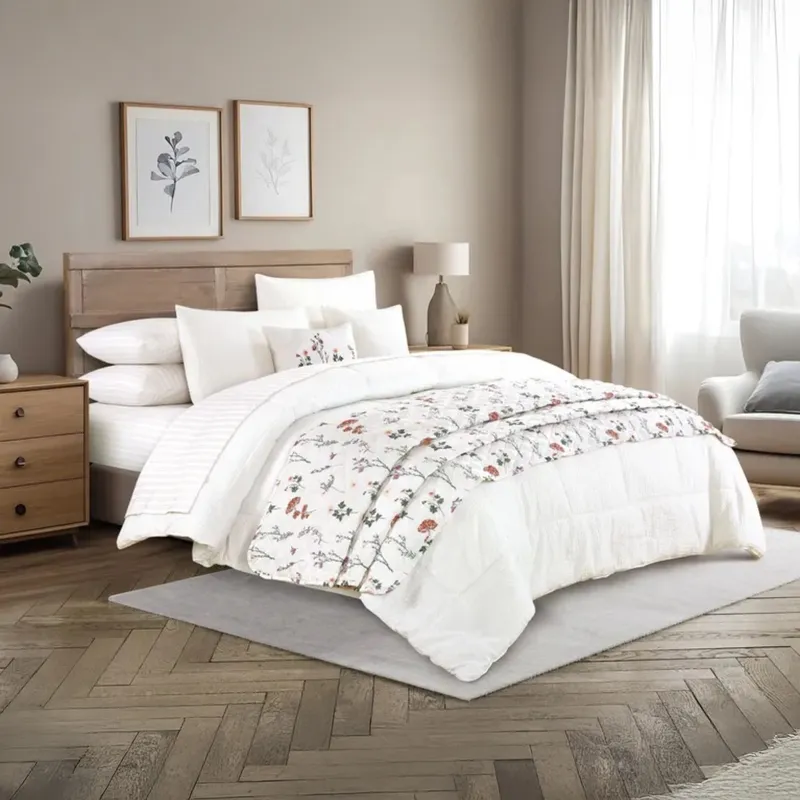 ROBERTA ALLEN - Juego De Cama 10 Piezas Anne : Edredón + Cubrecama + Sábanas + Cojines + Fundas de Almohada.