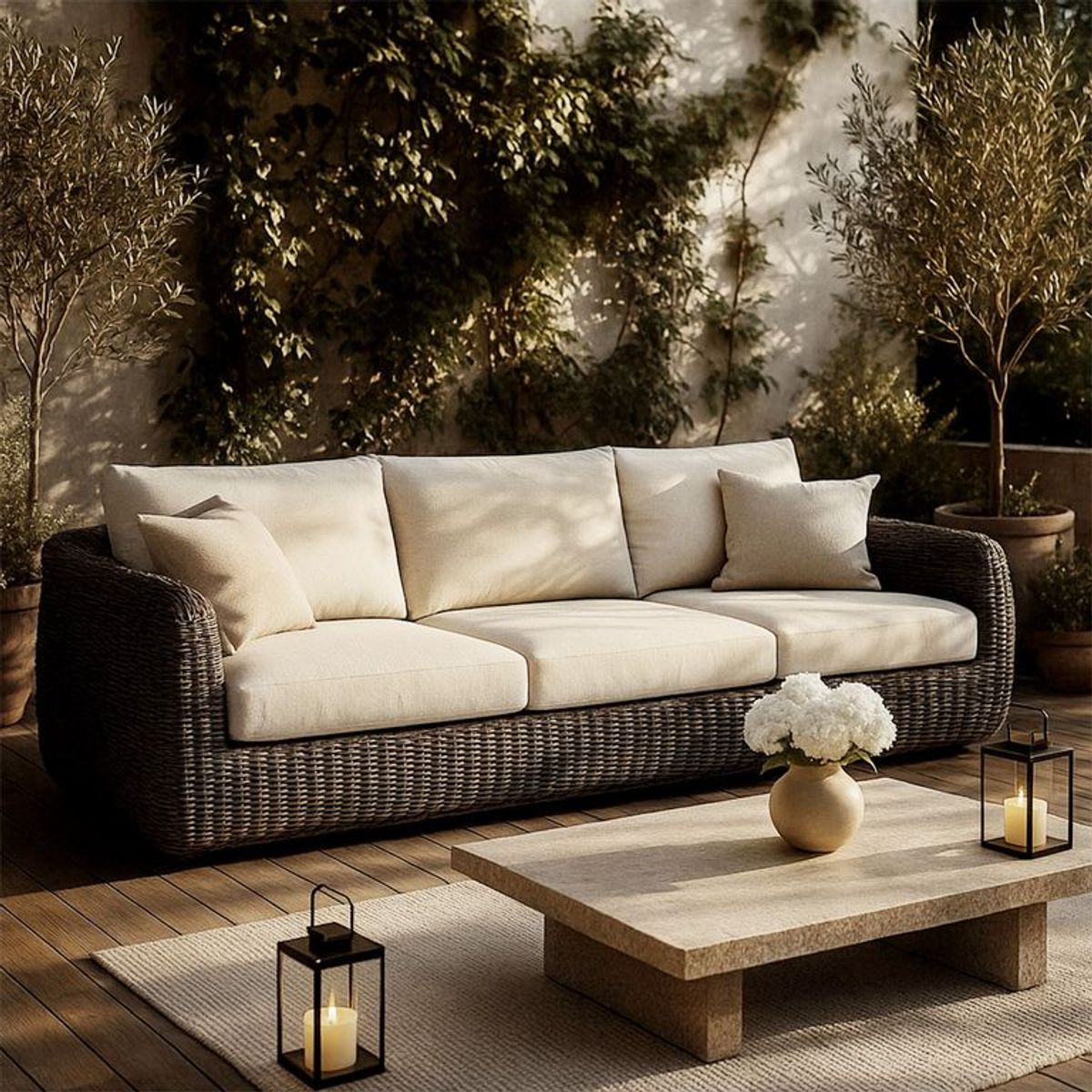 BASEMENT HOME - Sofá De Terraza Toscana 3 Cuerpos