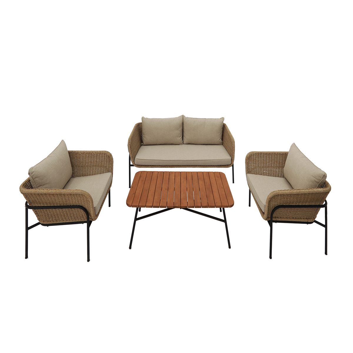 MICA - Juego De Sala De Terraza Parma 2-1-1 Cuerpos Con Mesa De Centro