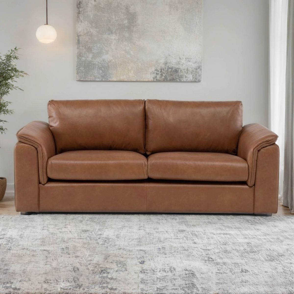 BASEMENT HOME - Sofá Ontario 3 Cuerpos Cuero