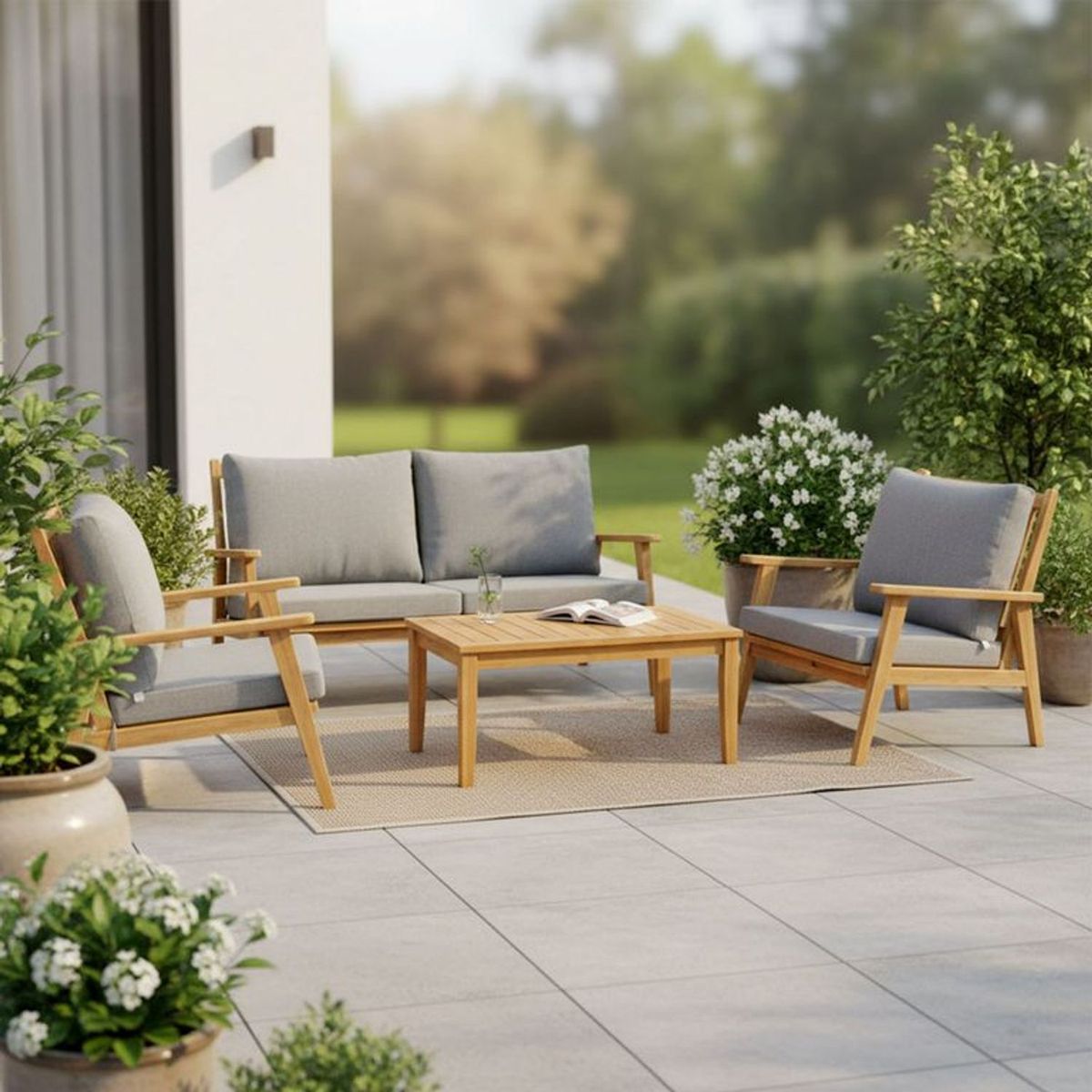 MICA - Juego De Sala De Terraza Zamora 2-1-1 Cuerpos Con Mesa De Centro