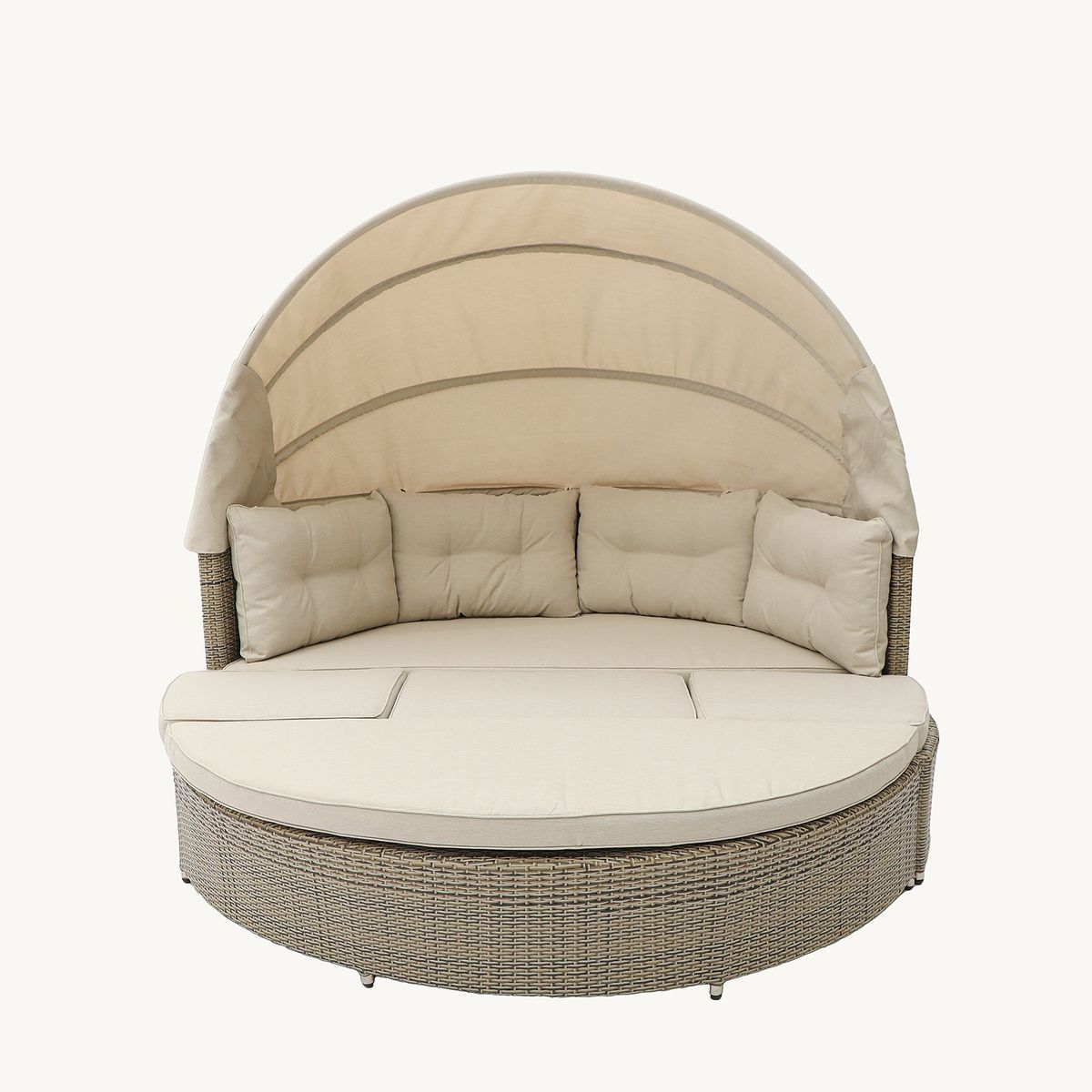 BASEMENT HOME - Cama Reposera Sarasota Modular de Terraza con Quitasol Plegable