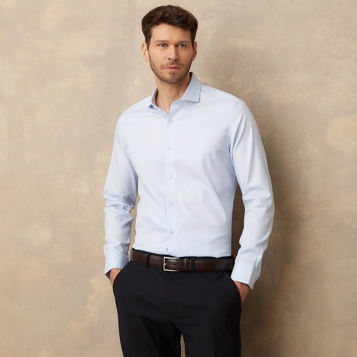 WOLF&HANK - Camisa de Vestir Manga Larga Algodón Hombre Wolf&Hank