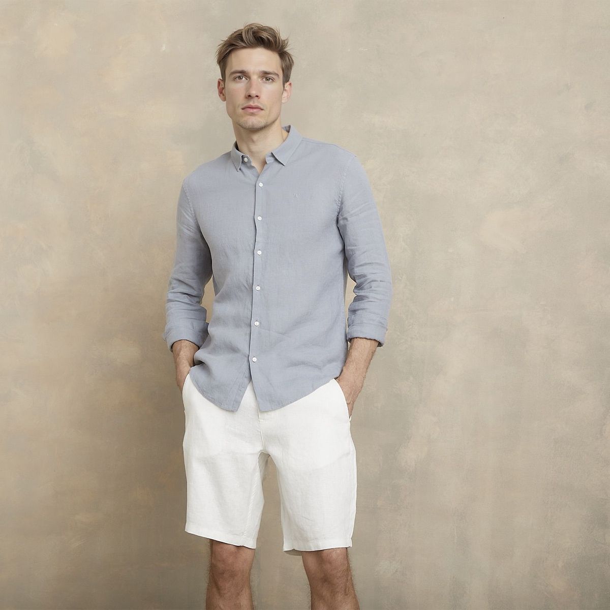 WOLF&HANK - Camisa 100% Lino Casual Hombre Wolf&hank