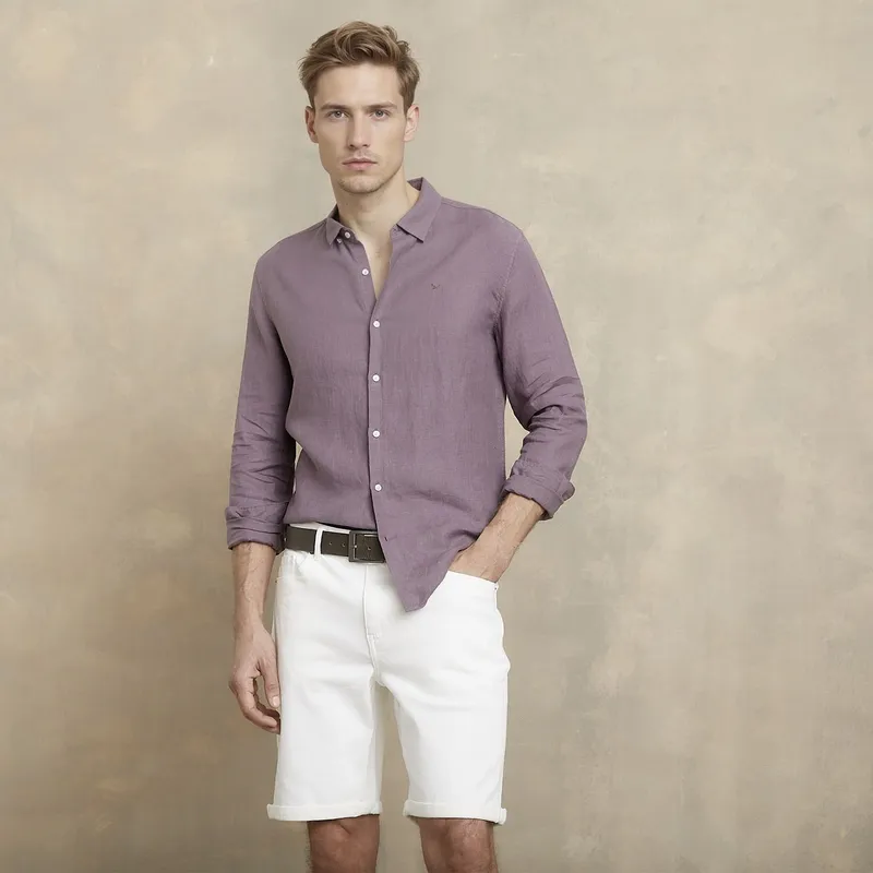 WOLF&HANK - Camisa 100% Lino Casual Hombre Wolf&hank