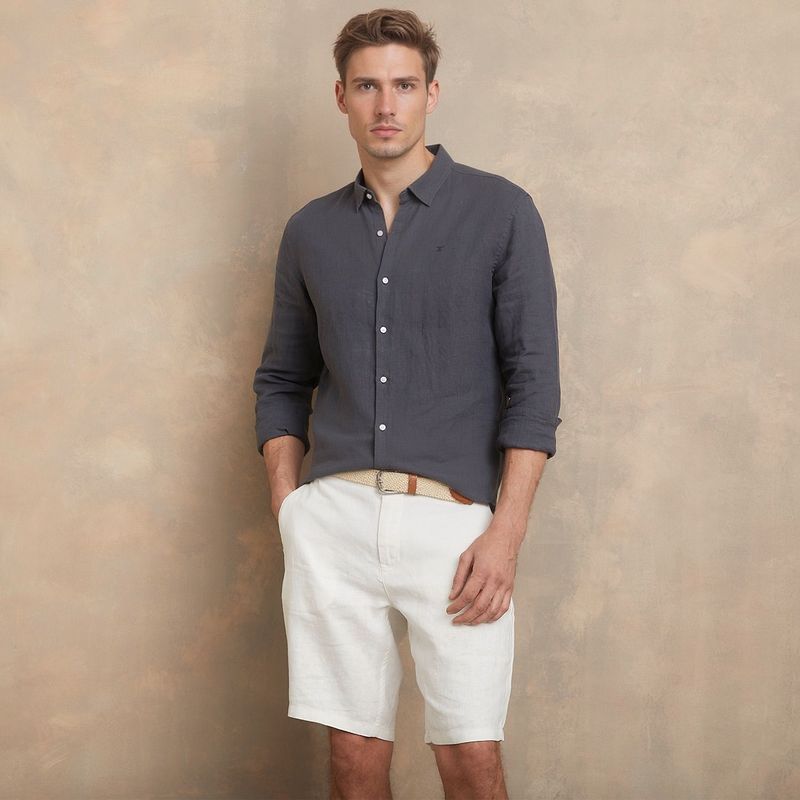 WOLF&HANK - Camisa 100% Lino Casual Hombre Wolf&hank