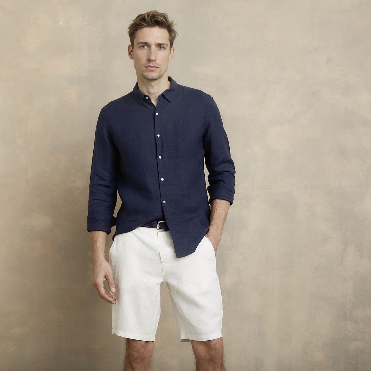 WOLF&HANK - Camisa 100% Lino Casual Hombre Wolf&hank