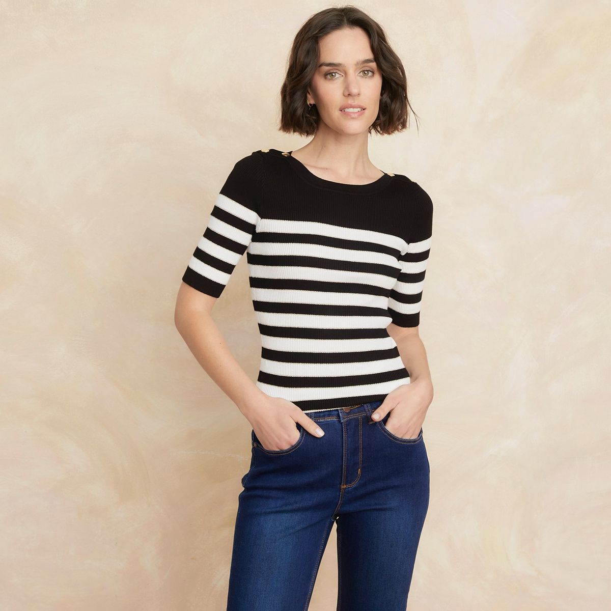 ELLE - Polo Manga Larga Casual Mujer Elle