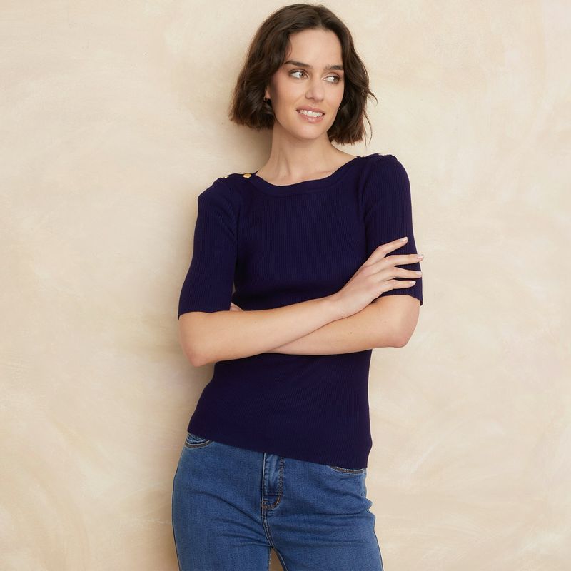 ELLE - Polo Manga Larga Casual Mujer Elle