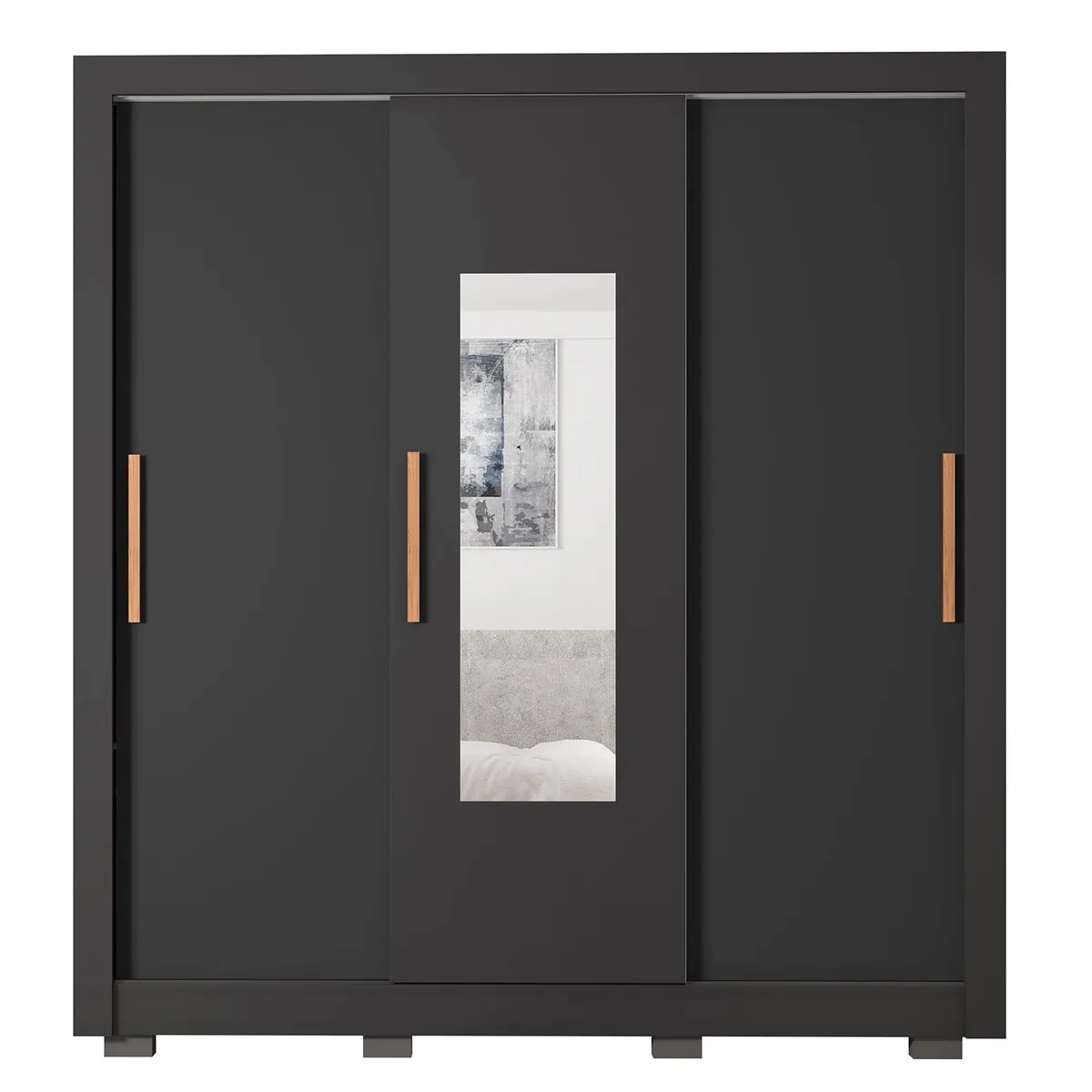 MICA - Ropero Perú 3 Puertas Corredizas 2 Cajones Con Espejo