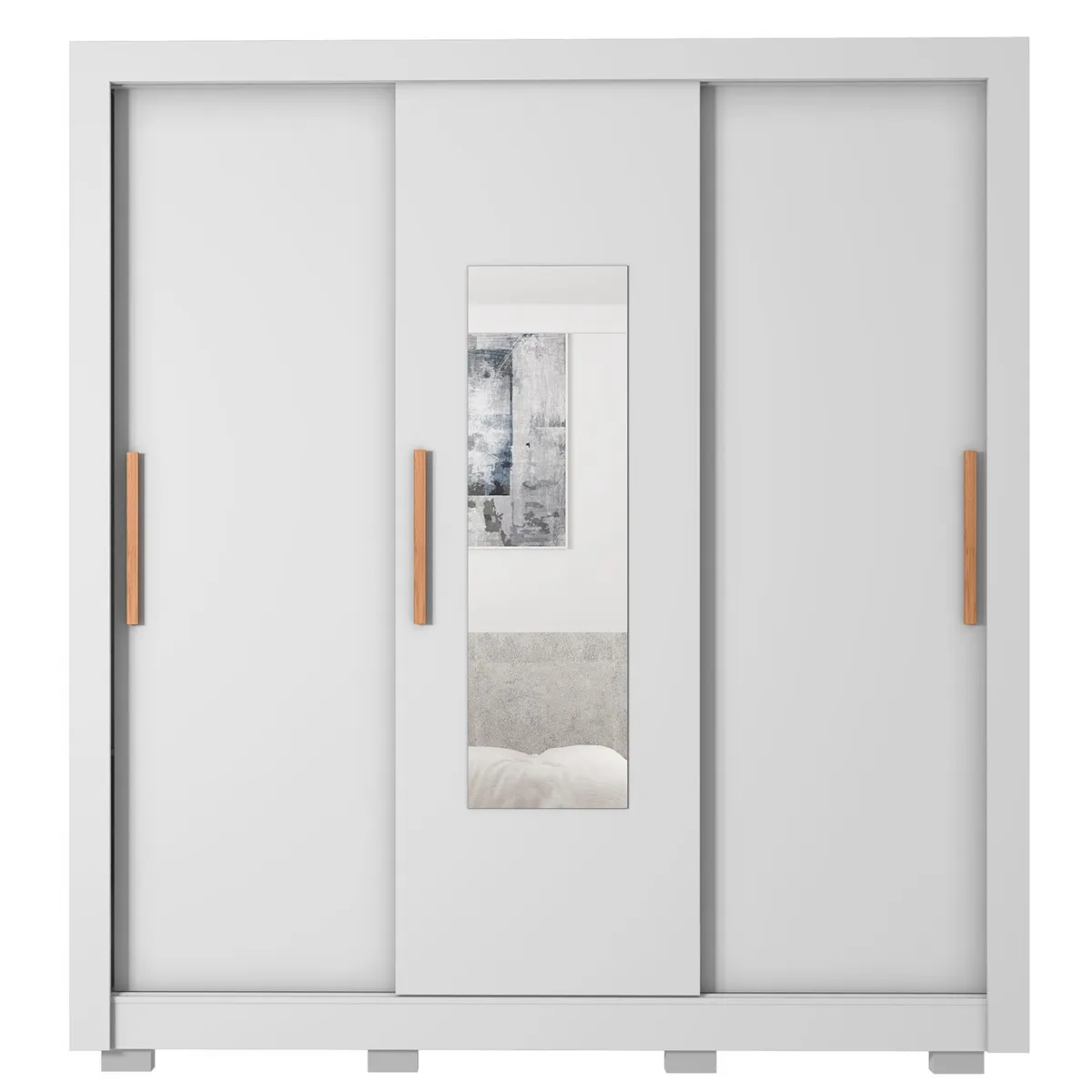 MICA - Ropero Perú 3 Puertas Corredizas 2 Cajones Con Espejo