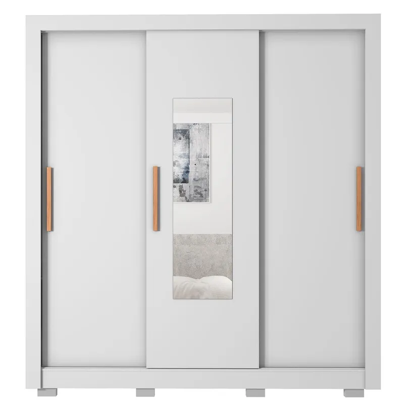 MICA - Ropero Perú 3 Puertas Corredizas 2 Cajones Con Espejo