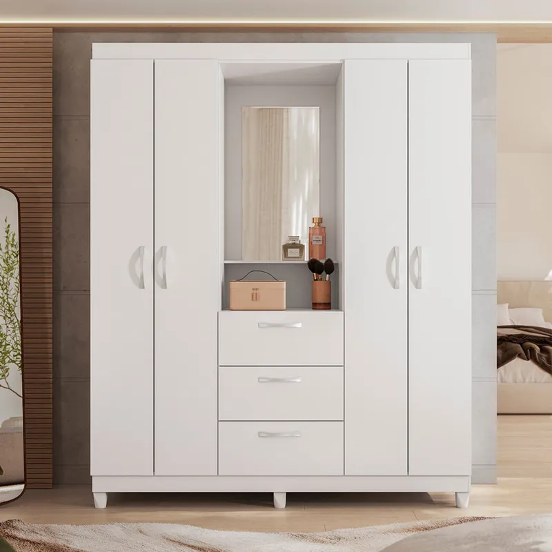 MICA - Ropero Clapton 4 Puertas 3 Cajones Con Espejo