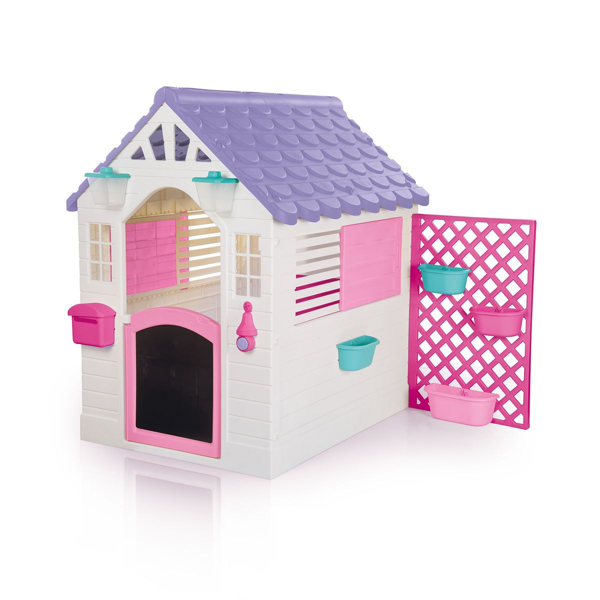 DOLU - Casita De Juegos Jardín Rosada Con Rejas Dolu