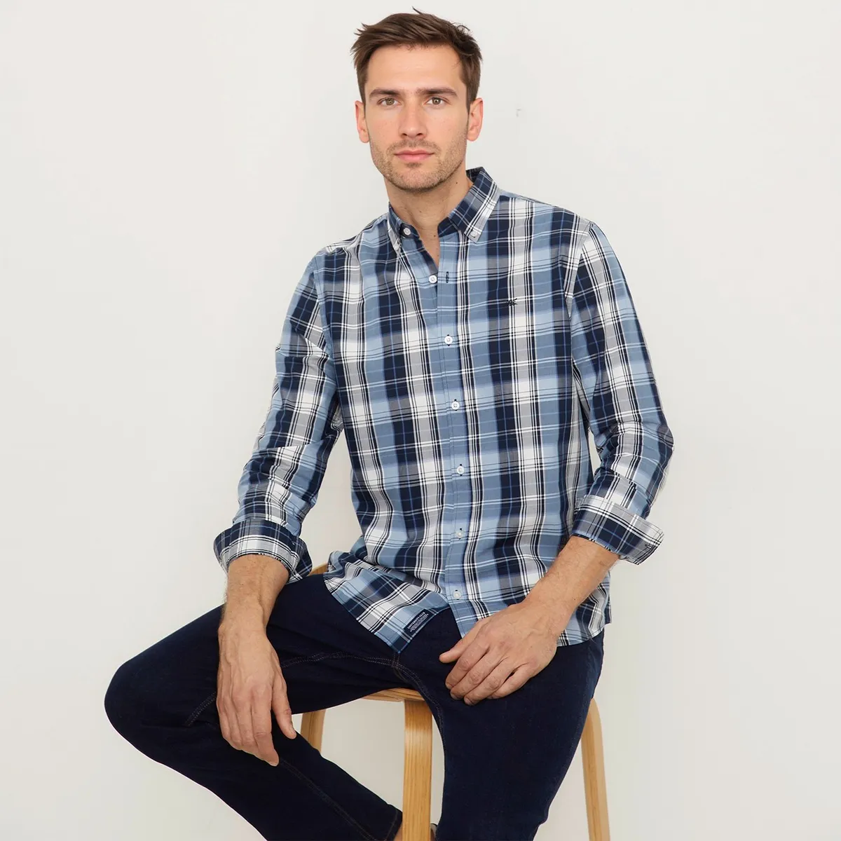 UNIVERSITY CLUB - Camisa 100% Algodón Casual Regular Fit Hombre University Club