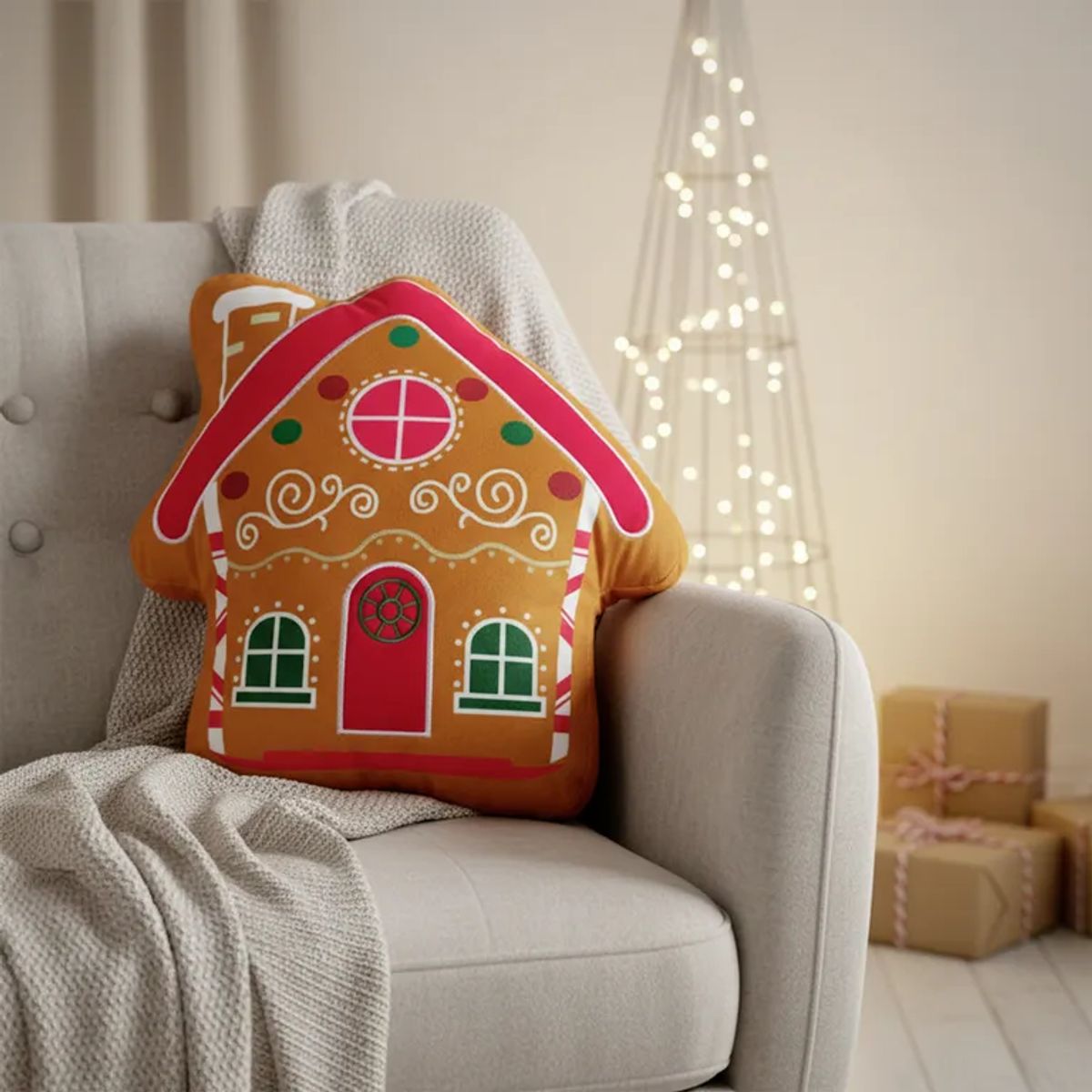 MICA - Cojin Navideño Casa De Jengibre 40x30cm