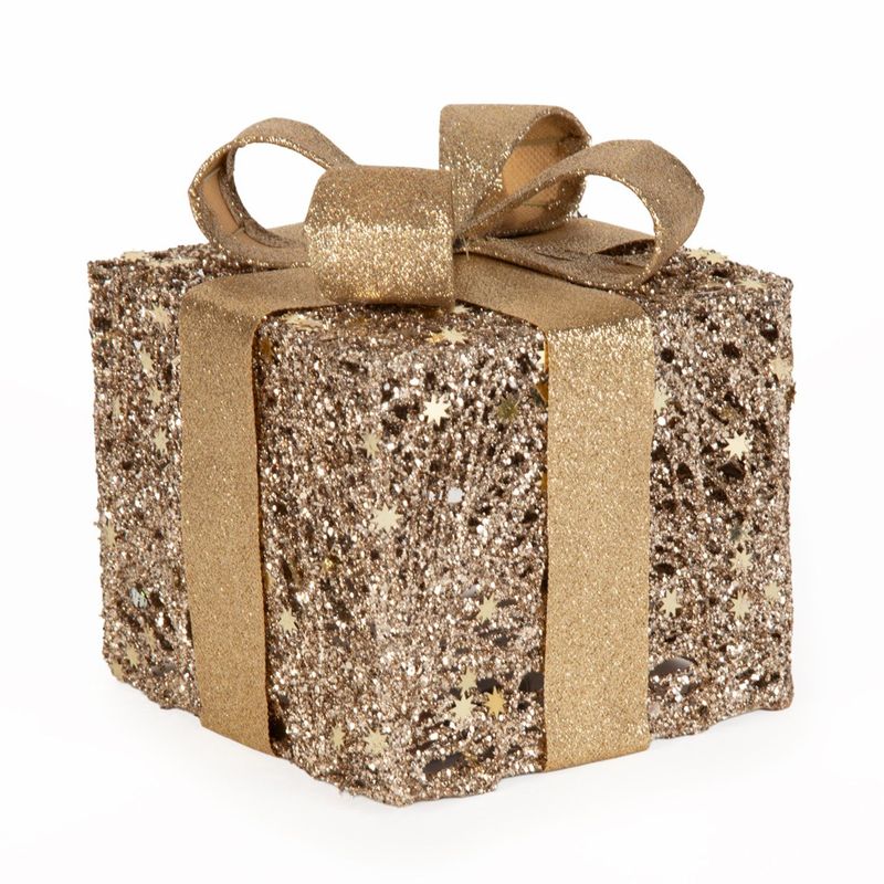 MICA - Adorno Navideño Regalo Led  Plateado 20cm