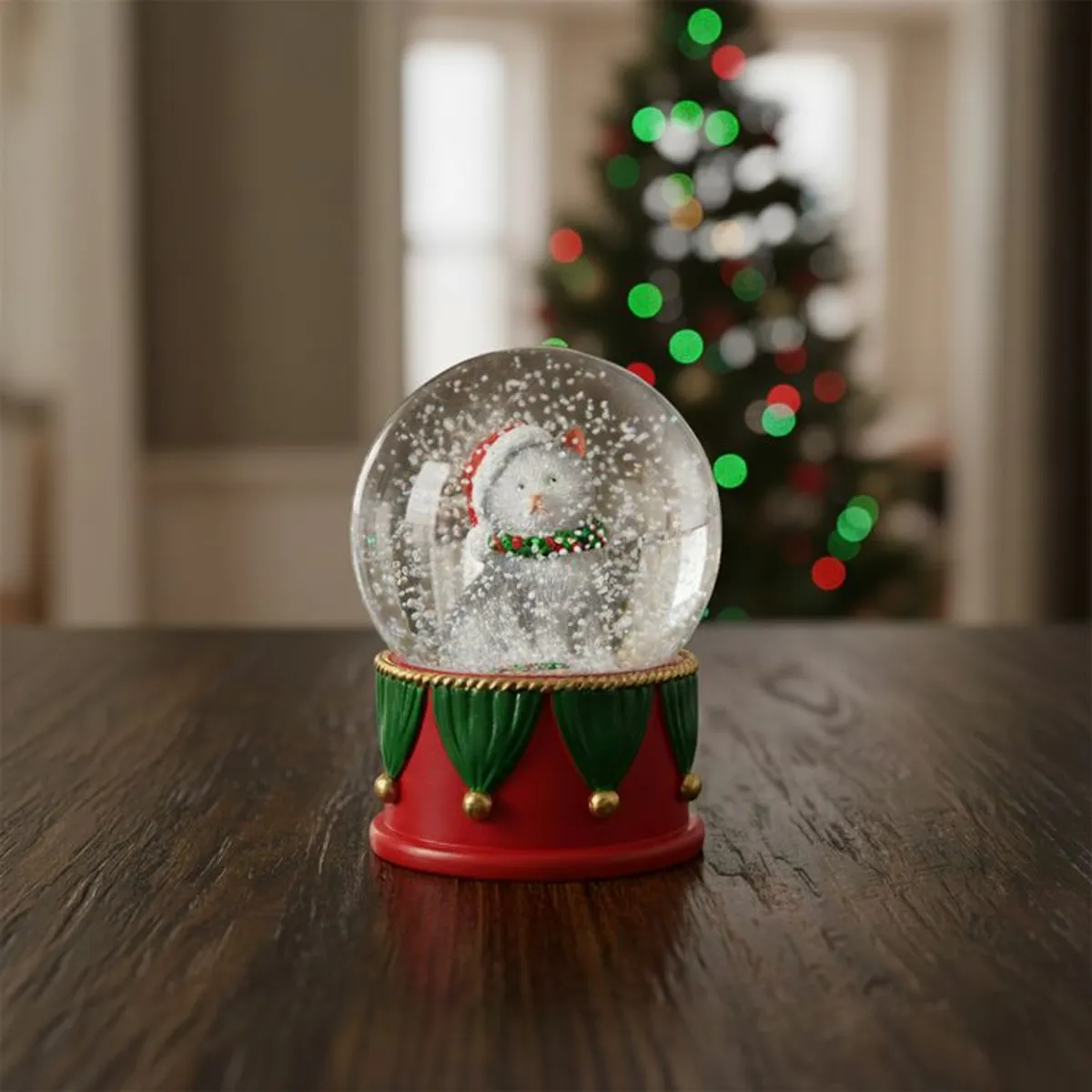 MICA - Adorno Burbuja Navideña Gato 8cm