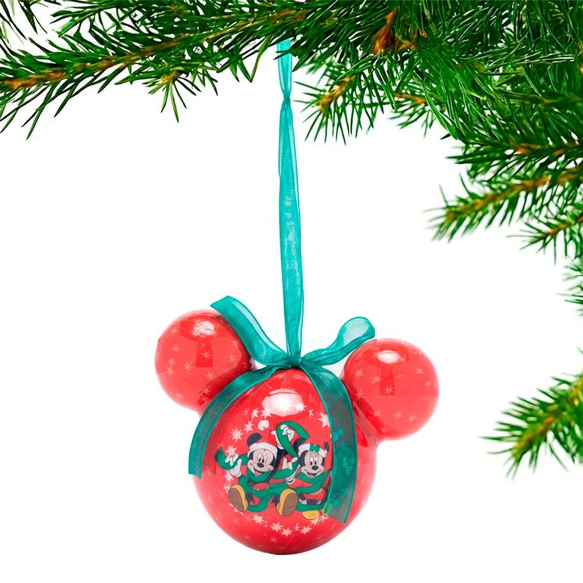 DISNEY - Adorno Árbol Bola Mickey Roja Forma Mickey