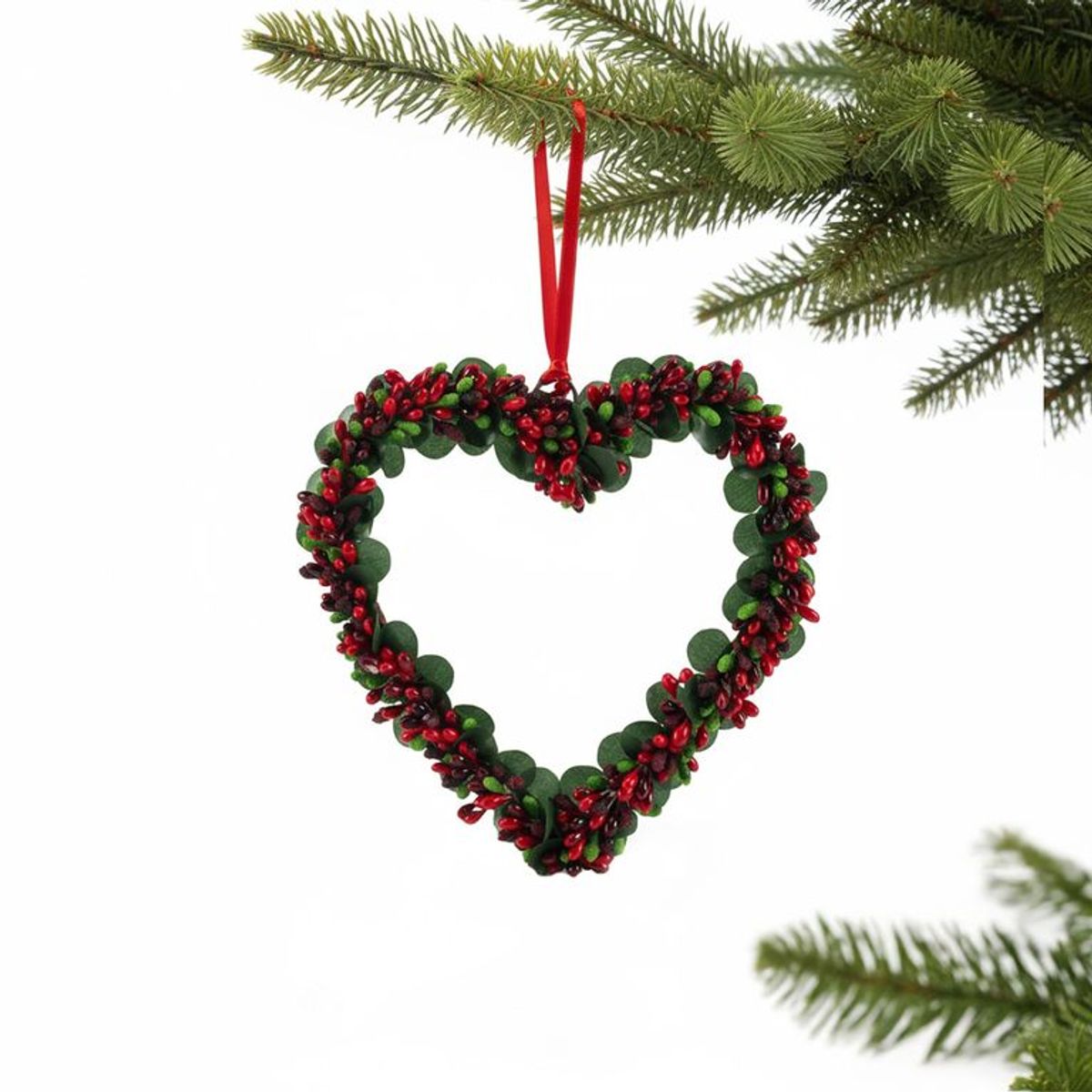 MICA - Adorno Árbol Corazón Rojo Mostacilla 20cm