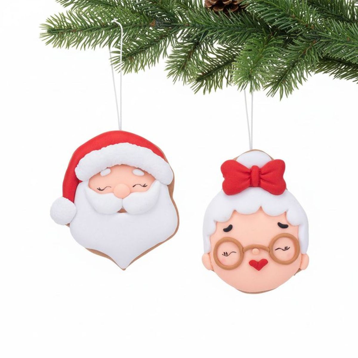 MICA - Set 3 Colgantes Cara Papa Noel 10cm