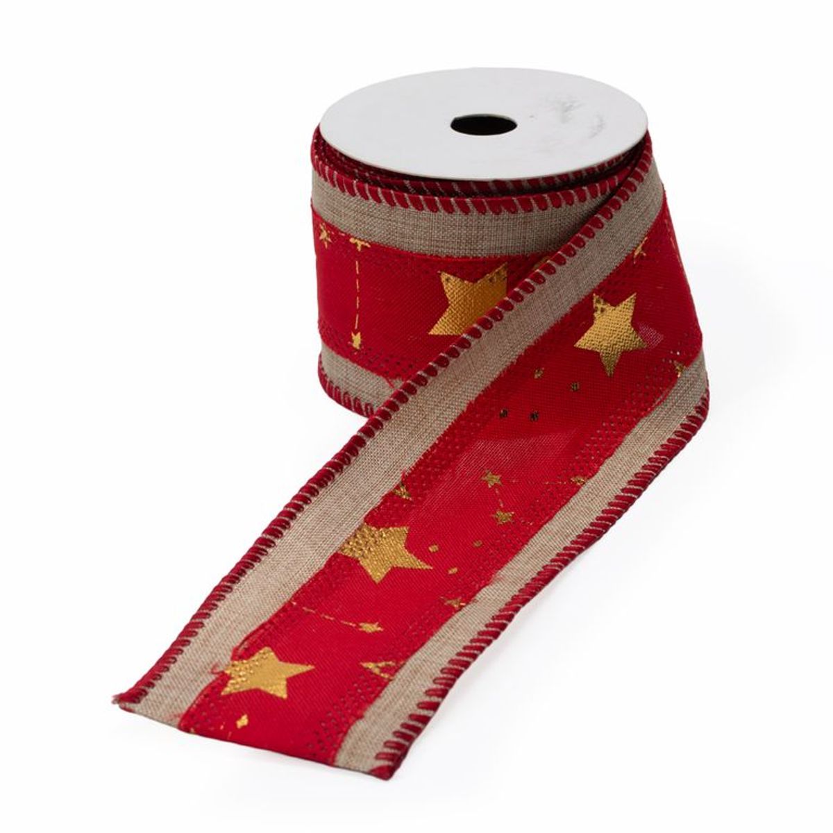 MICA - Cinta Navideña Rojo Con Estrellas 6x270cm