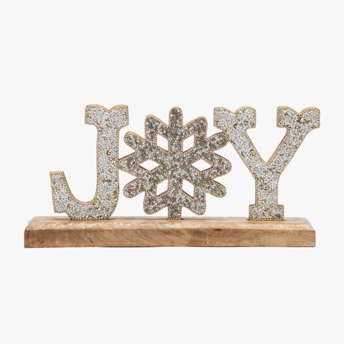 MICA - Adorno Letrero Navideño Joy Dorado 31x14cm