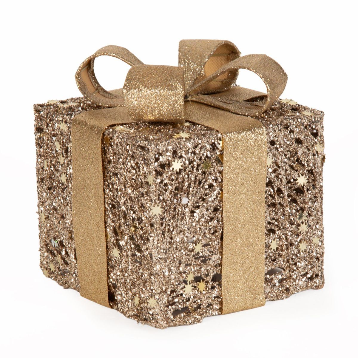 MICA - Adorno Navideño Regalo Led  Plateado 15cm