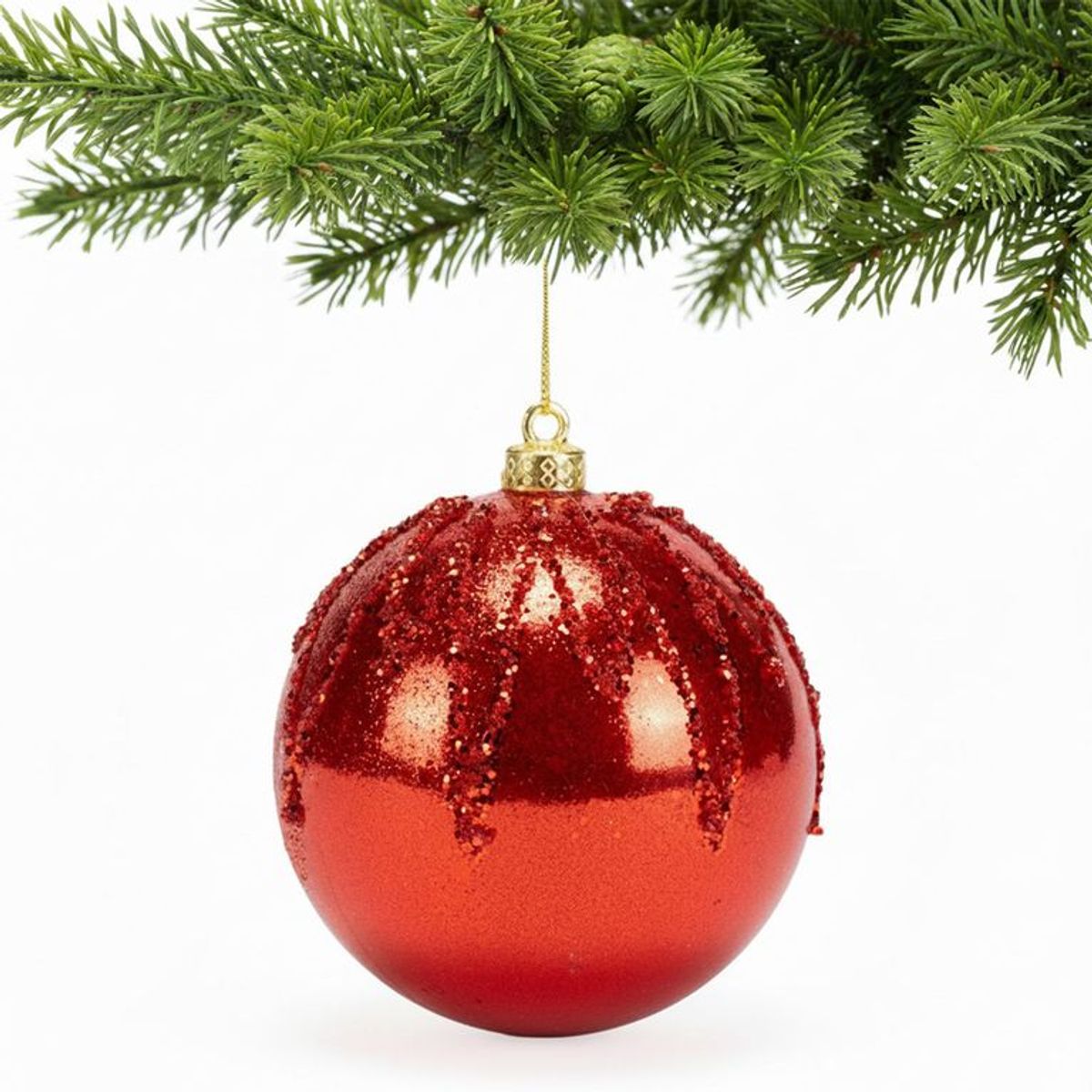 MICA - Adorno Árbol Bola Glam Roja 10cm