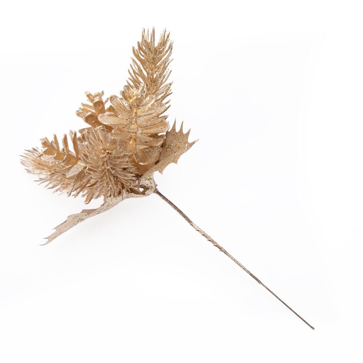 MICA - Rama Flor Navideña Poinsettia Dorada 20cm