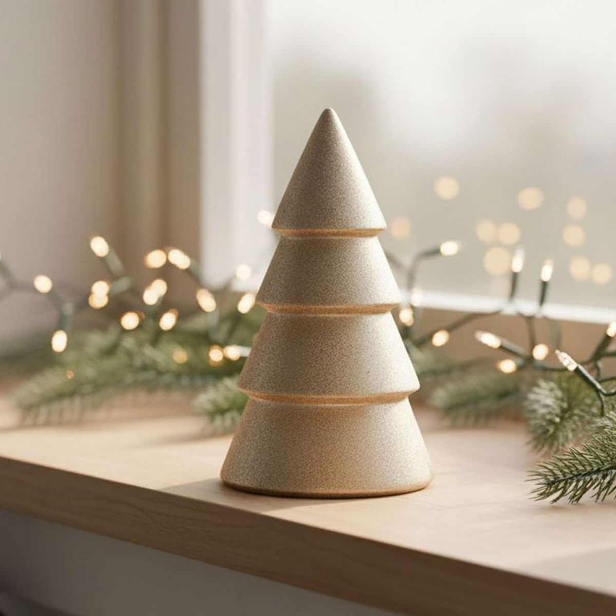 MICA - Adorno Navideño Pino Dorado Brillos 22cm