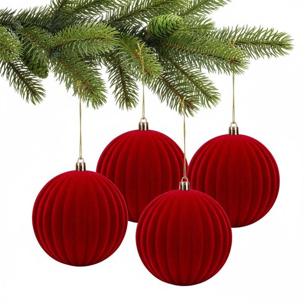 MICA - Set 4 Bolas De Árbol Terciopelo 10cm