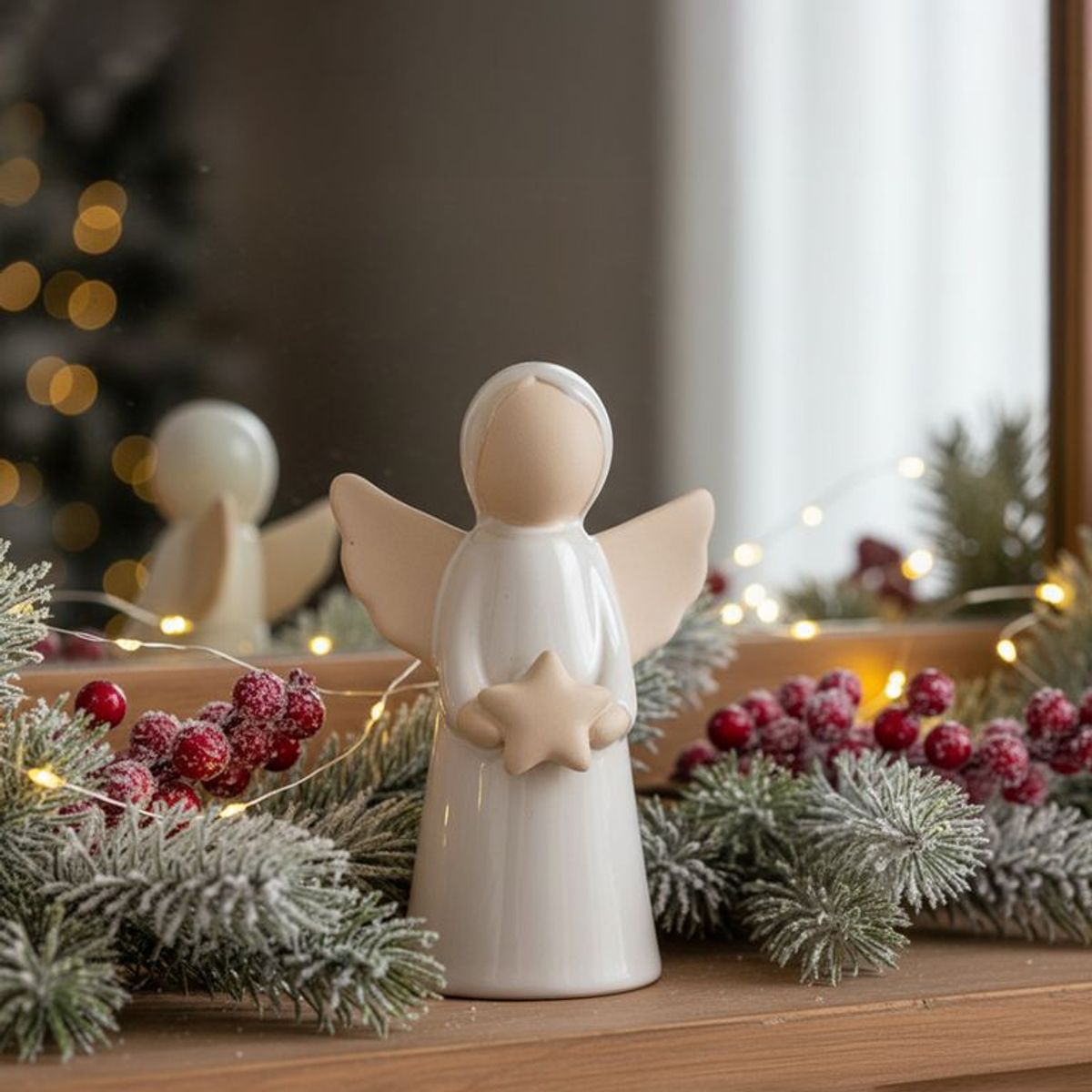 MICA - Adorno Navideño Ángel Blanco 16x10cm