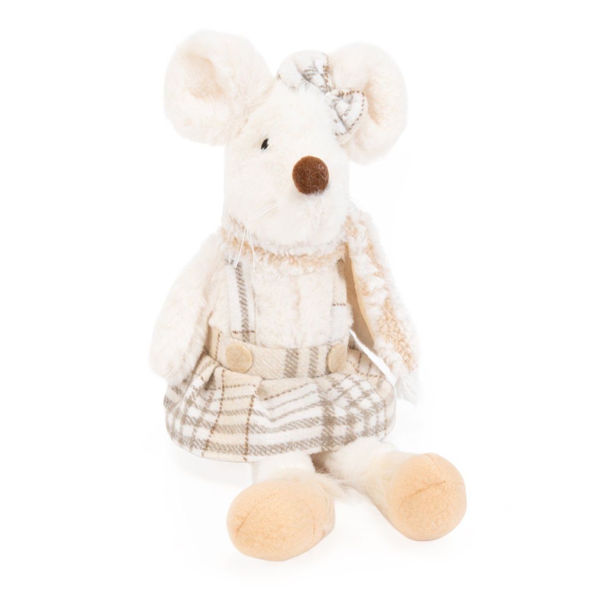 MICA - Muñeco Navideño Ratón Blanco Niña 38x15cm