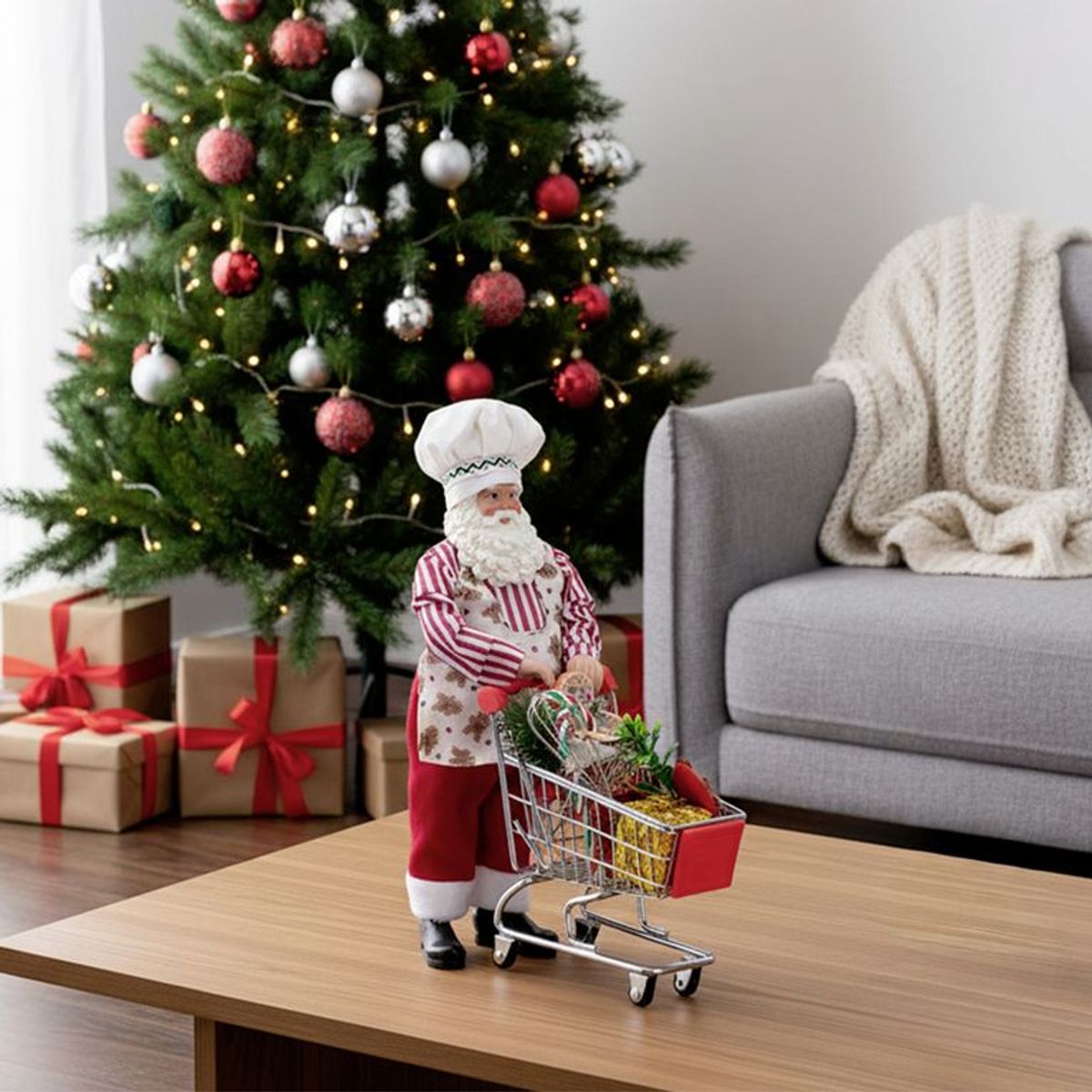 MICA - Adorno Navideño Carro Papa Noel 28cm