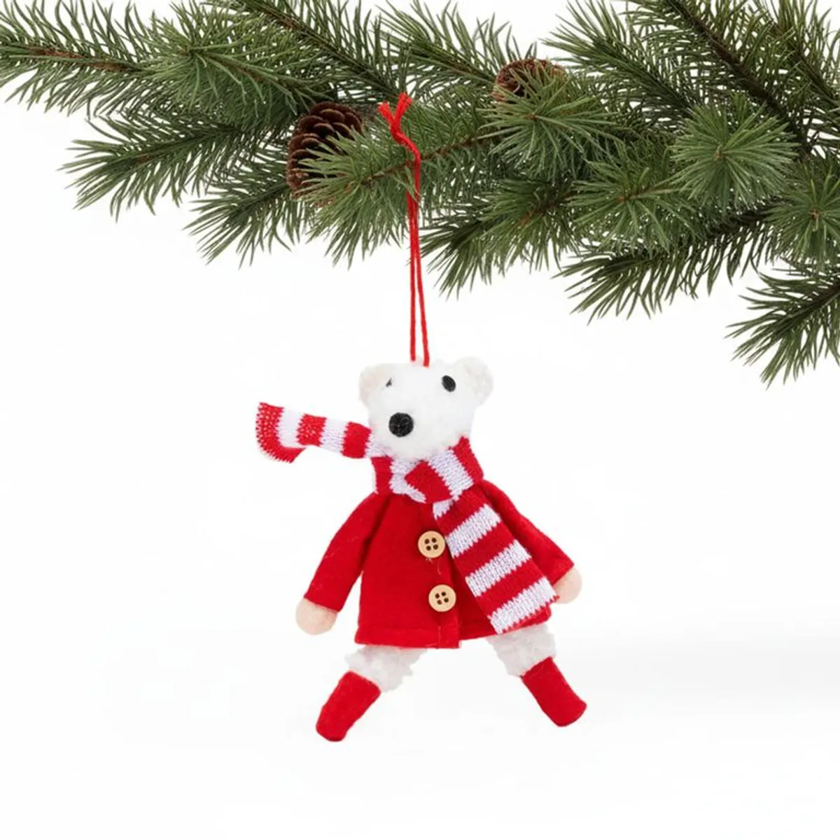 MICA - Adorno Árbol Muñeco Oso Rojo 15cm