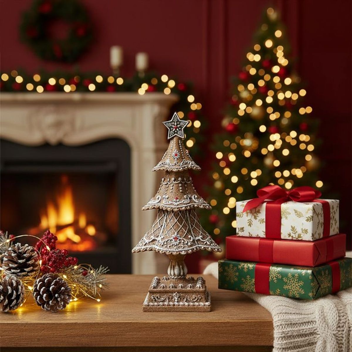 MICA - Adorno Navideño Pino Jengibre 24x12cm