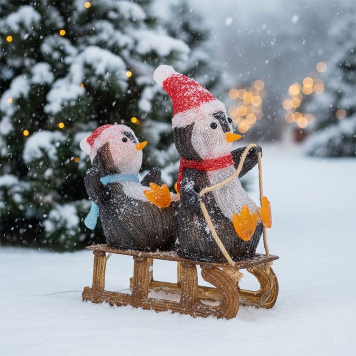 MICA - Mueñco Navideño Pingüino Con Luz 46x46x21cm