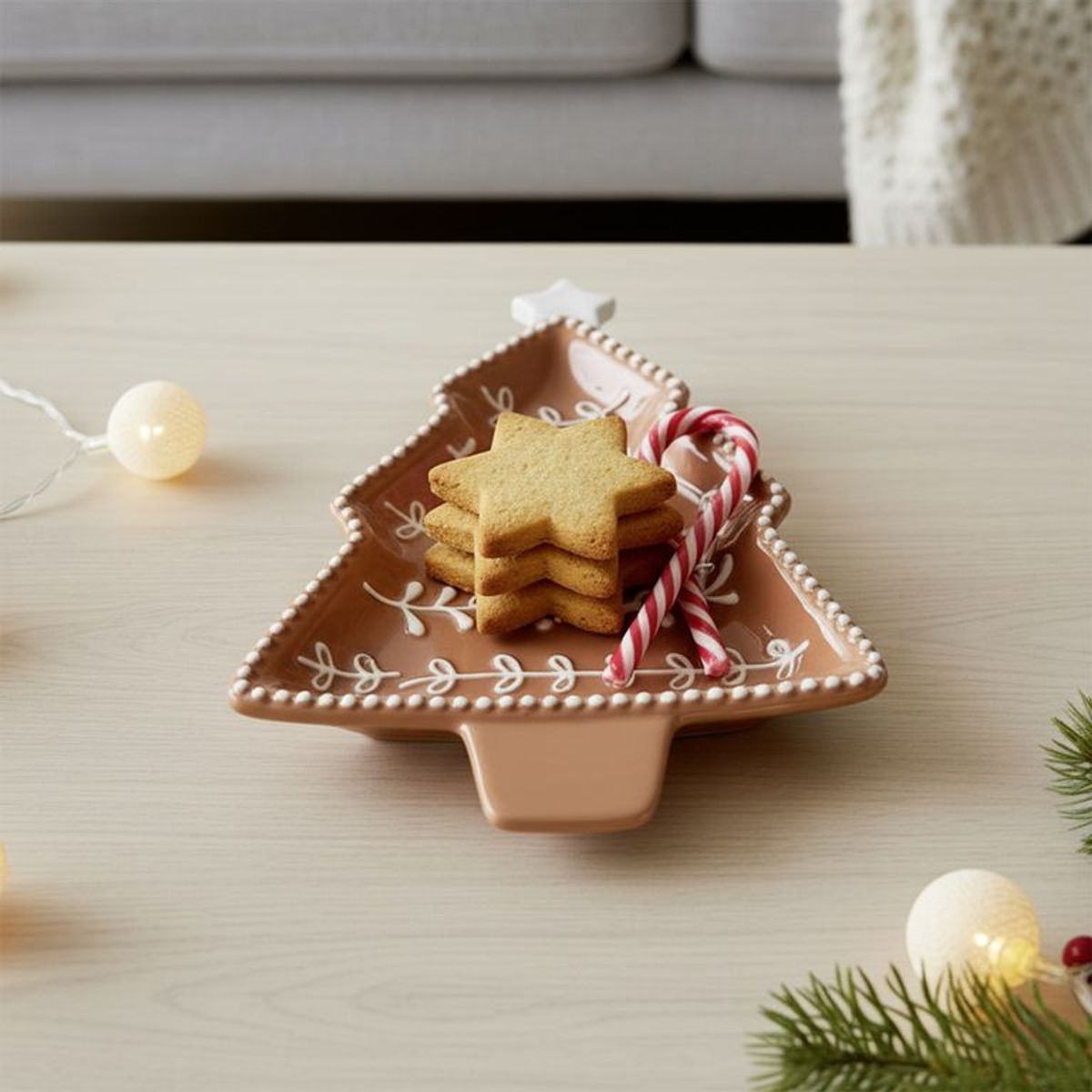 MICA - Plato Navideño Decorativo Pino 23x16cm